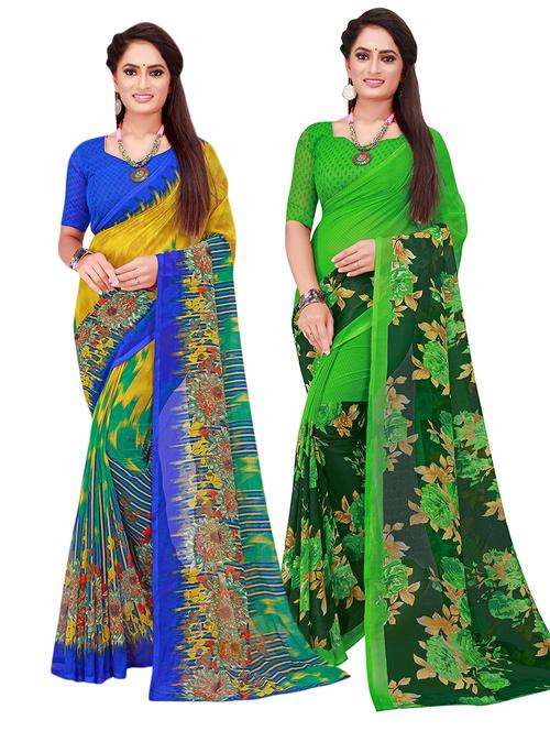 multi coloured printed saree set with blouse - 18742415 - Very Small Image - 1