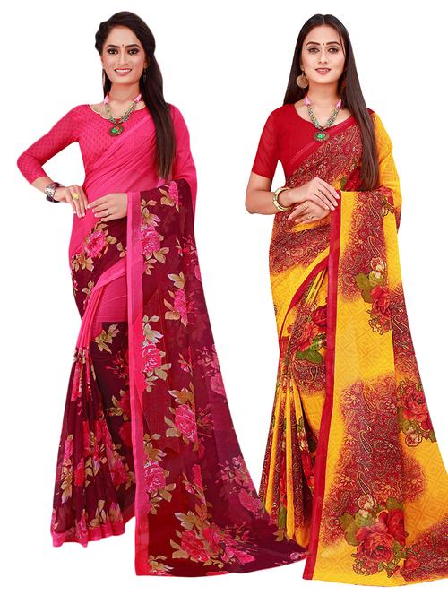 multi coloured printed saree set with blouse - 18742455 - Very Small Image - 1
