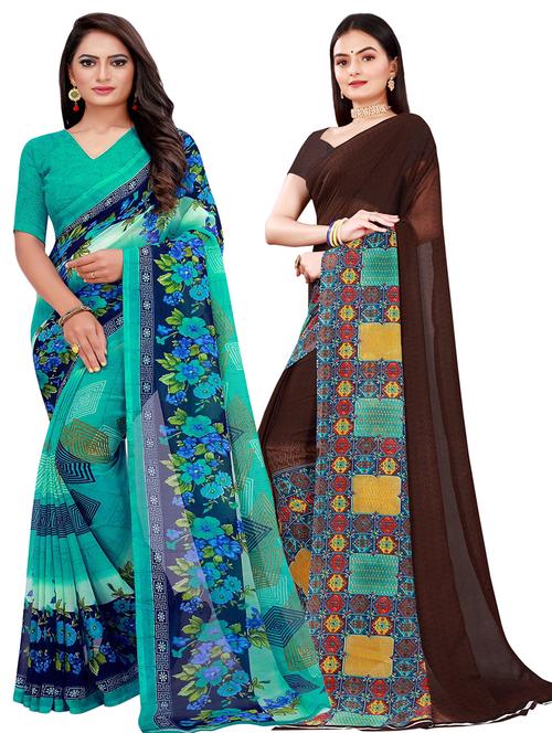women's saree combo with blouse - 18742575 - Very Small Image - 1