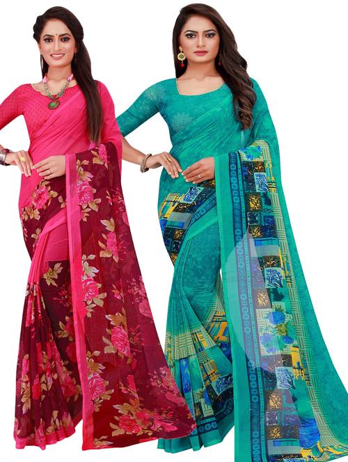 women's saree combo with blouse - 18742590 - Very Small Image - 1