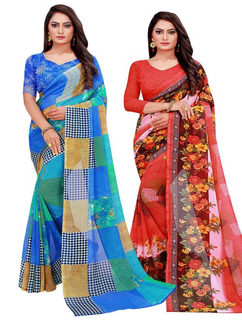 women's saree combo with blouse - 18742608 - Very Small Image - 1