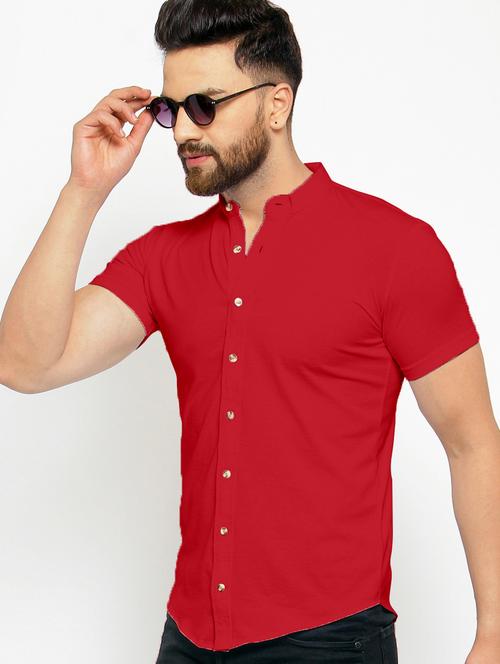 red cotton blend casual shirt - 18742734 - Very Small Image - 1