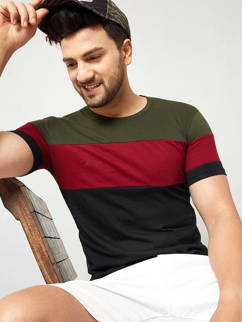 color blocked round neck t-shirt - 18742782 - Very Small Image - 1