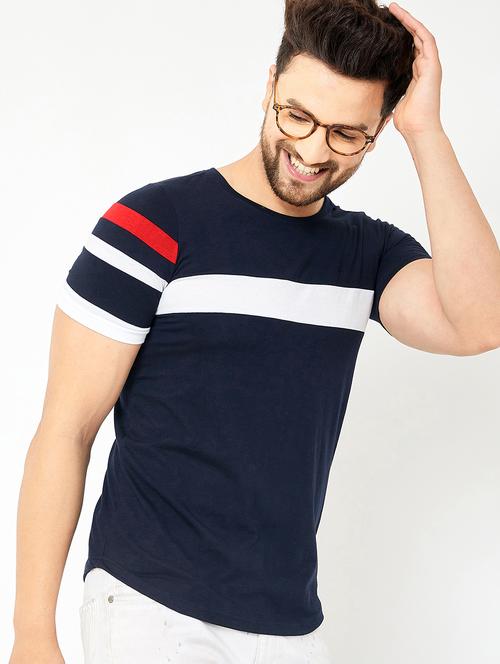 color blocked round neck t-shirt - 18742783 - Very Small Image - 1