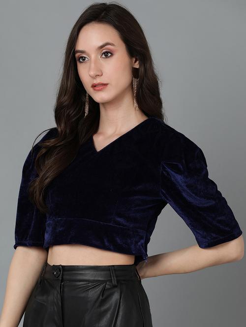 women's crop v neck top - 18742962 - Very Small Image - 1