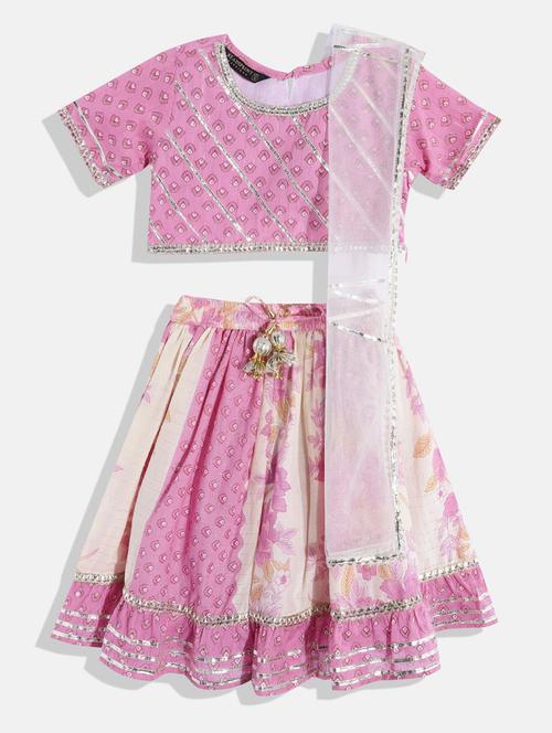 pink cotton lehenga choli - 18743080 - Very Small Image - 1