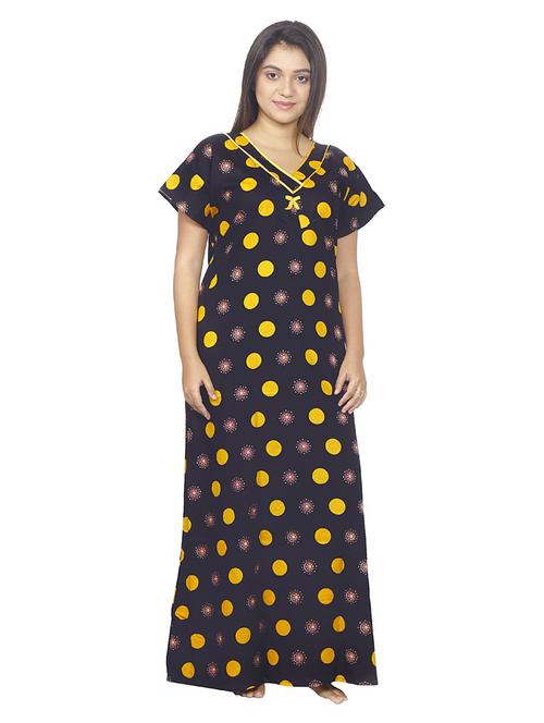 v neck printed nighty - 18743246 - Very Small Image - 1