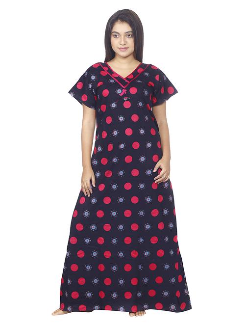 v neck printed nighty - 18743249 - Very Small Image - 1