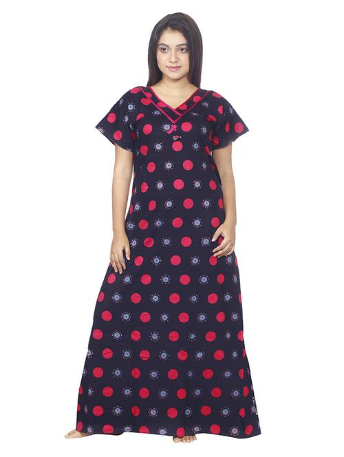 v neck printed nighty - 18743250 - Very Small Image - 1