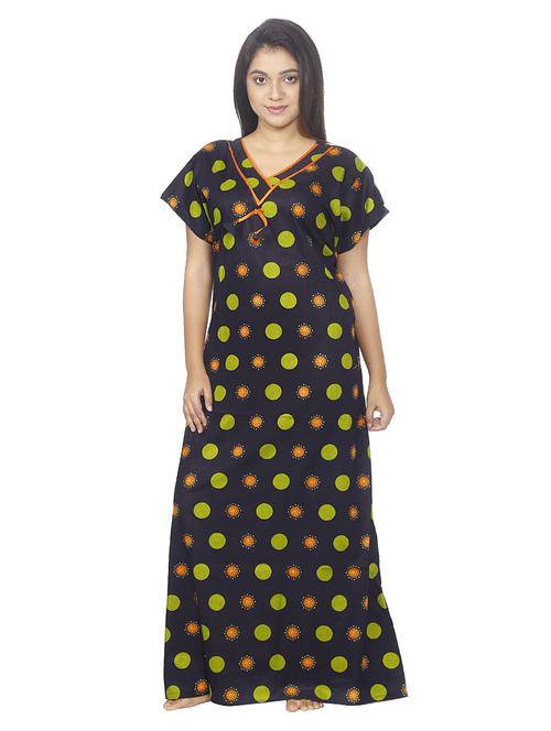 v neck printed nighty - 18743251 - Very Small Image - 1