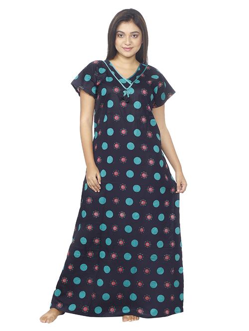 v neck printed nighty - 18743253 - Very Small Image - 1
