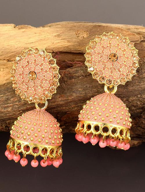multi colored brass jhumka earring - 18743450 - Very Small Image - 1
