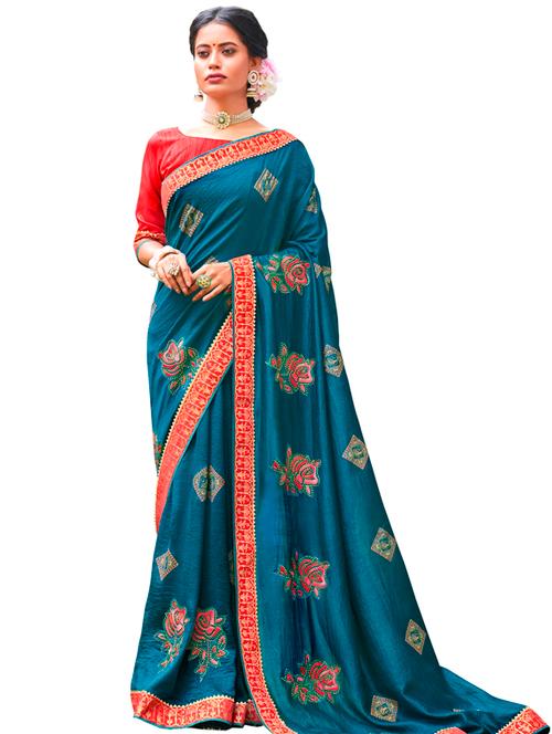 embroidered printed saree with blouse - 18747630 - Very Small Image - 1