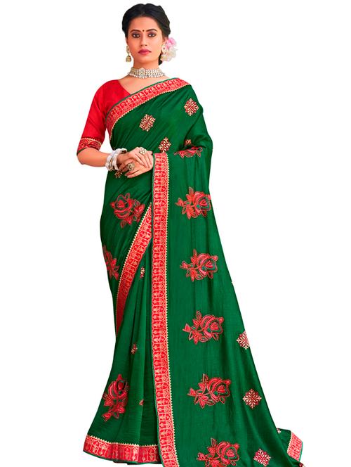 embroidered printed saree with blouse - 18747631 - Very Small Image - 1