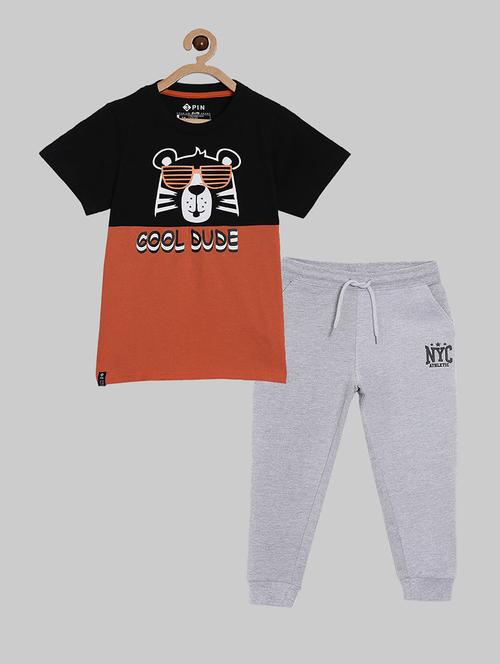 kids round neck printed full length set - 18750923 - Very Small Image - 1