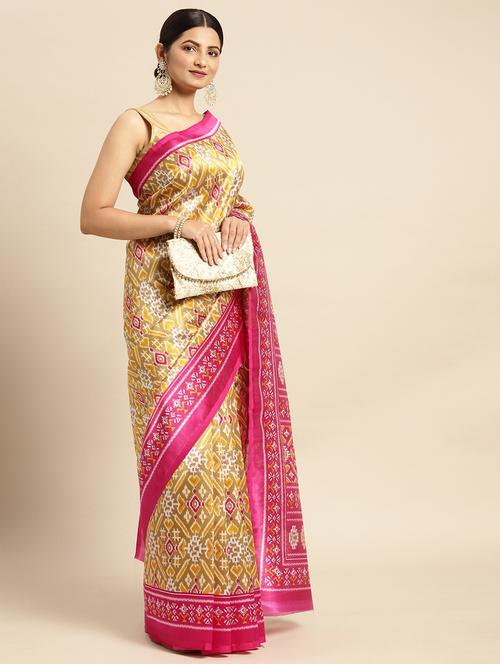 contrast border printed saree - 18751074 - Very Small Image - 1