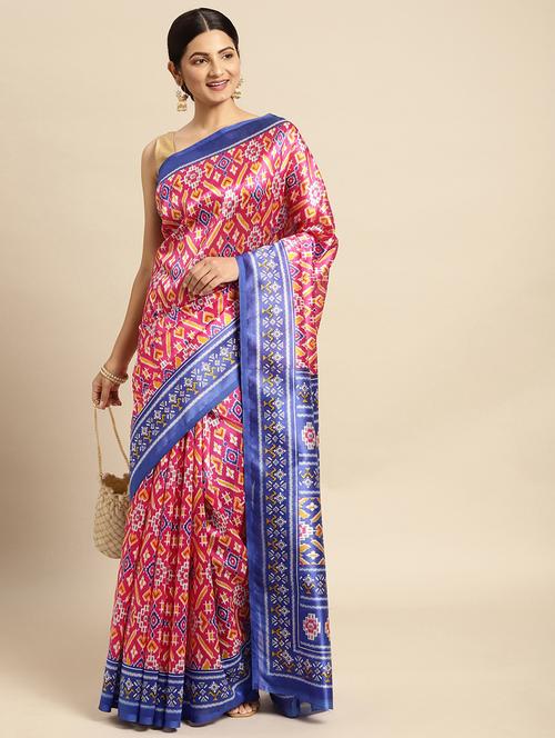 contrast border printed saree - 18751077 - Very Small Image - 1