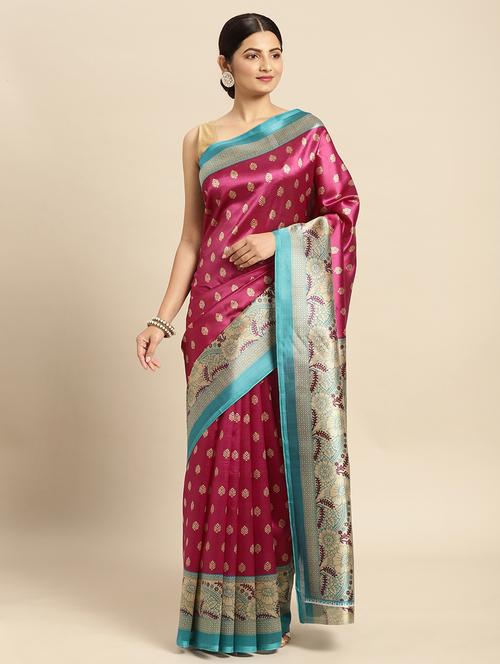 contrast border printed saree - 18751080 - Very Small Image - 1
