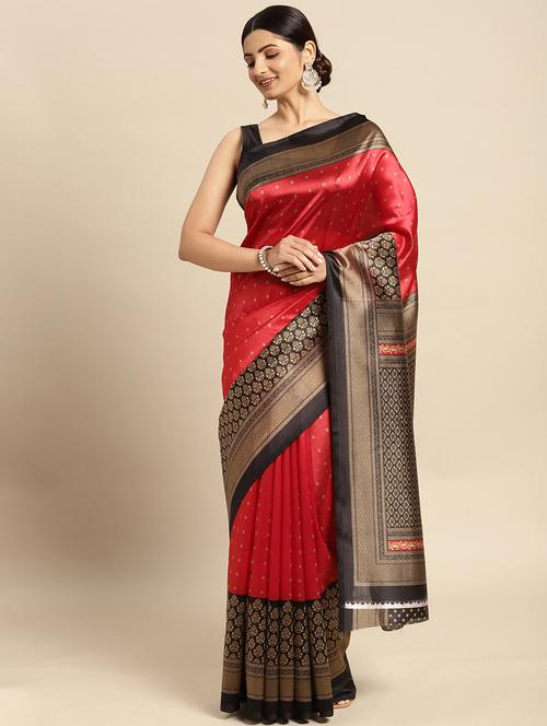 contrast border printed saree - 18751087 - Very Small Image - 1