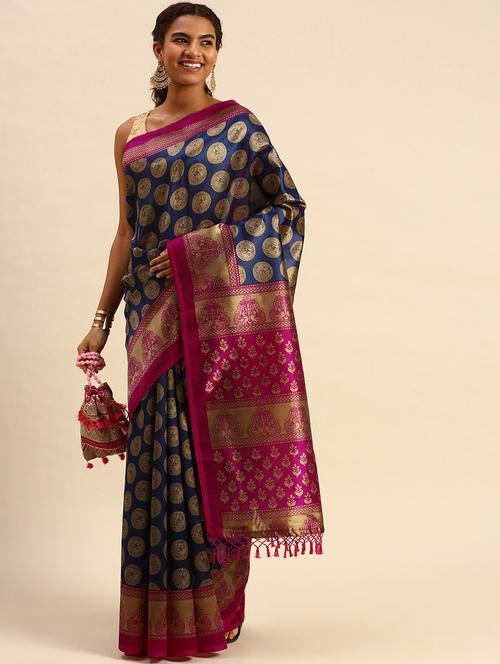 contrast border printed saree - 18751097 - Very Small Image - 1