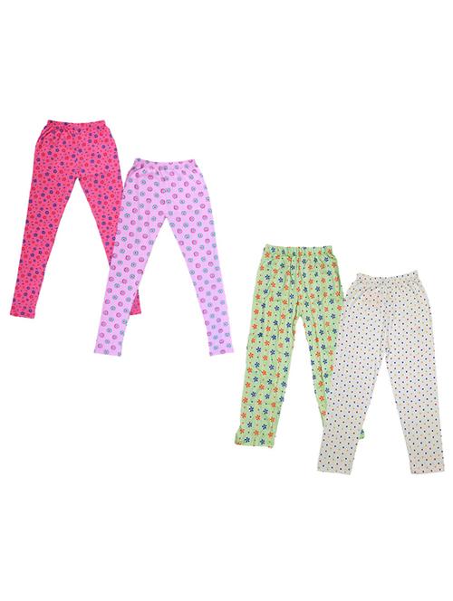 girls pack of 4 mid rise printed trousers - 18753345 - Very Small Image - 1