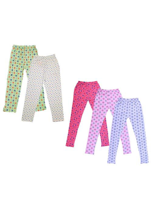 girls pack of 5 mid rise printed trousers - 18753354 - Very Small Image - 1