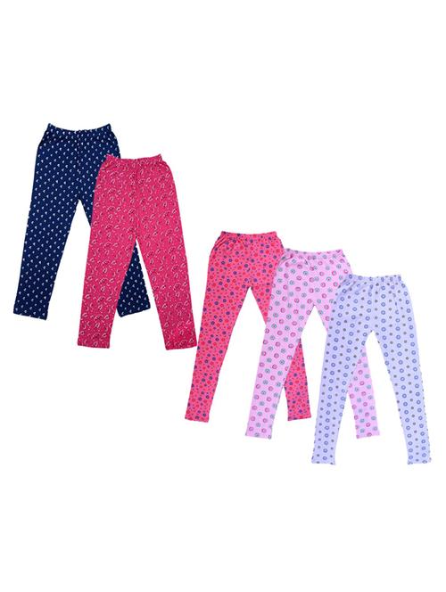 girls pack of 5 mid rise printed trousers - 18753355 - Very Small Image - 1