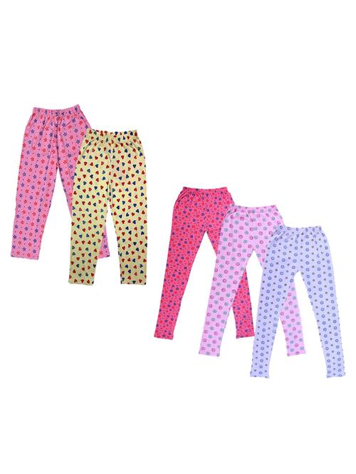 girls pack of 5 mid rise printed trousers - 18753359 - Very Small Image - 1