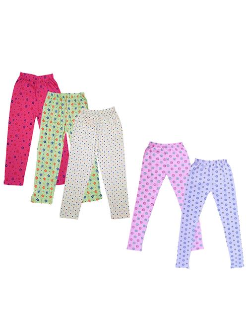girls pack of 5 mid rise printed trousers - 18753361 - Very Small Image - 1