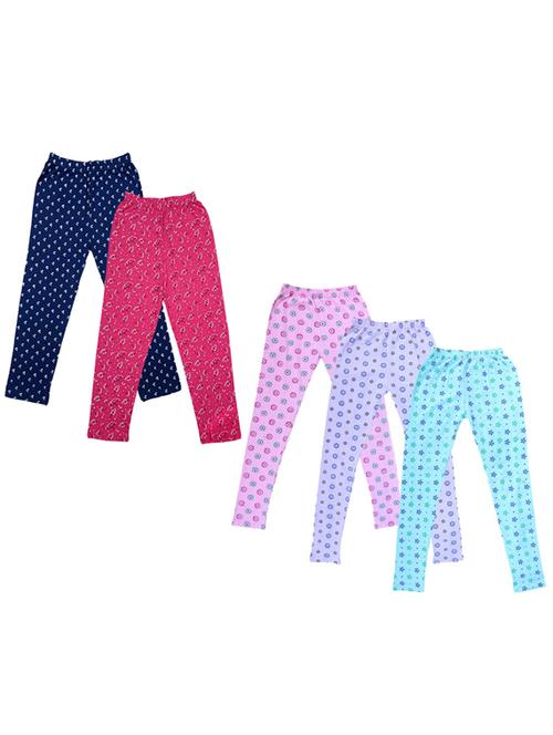 girls pack of 5 mid rise printed trousers - 18753367 - Very Small Image - 1