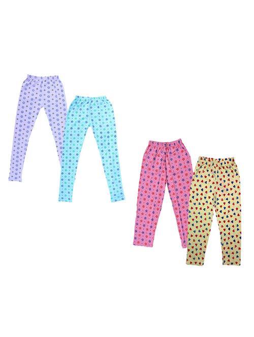 girls pack of 4 mid rise printed trousers - 18753375 - Very Small Image - 1