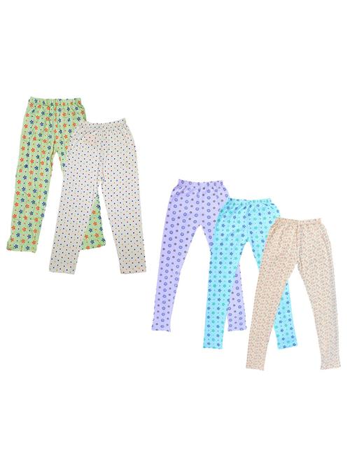 girls pack of 5 mid rise printed trousers - 18753381 - Very Small Image - 1
