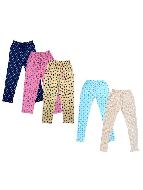 girls pack of 5 mid rise printed trousers - 18753388 - Very Small Image - 1