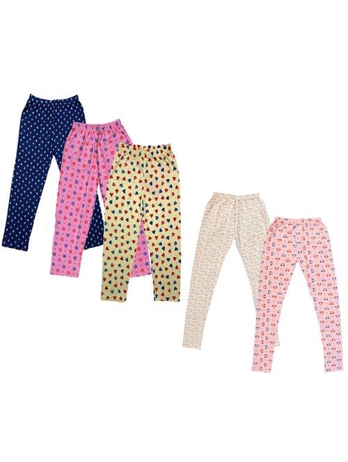 girls pack of 5 mid rise printed trousers - 18753405 - Very Small Image - 1