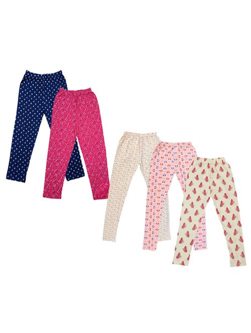 girls pack of 5 mid rise printed trousers - 18753409 - Very Small Image - 1
