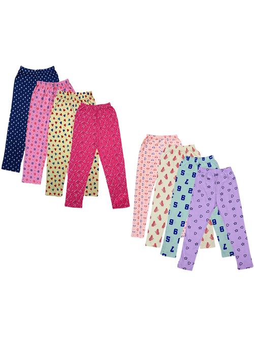 girls pack of 8 mid rise printed casual trouser - 18753435 - Very Small Image - 1