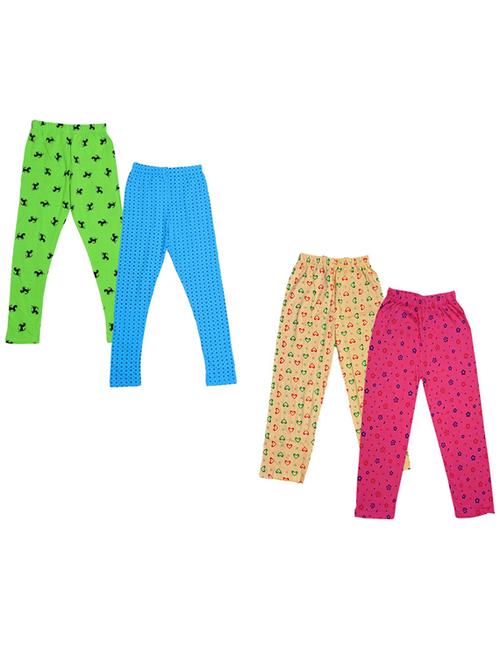girls pack of 4 mid rise printed trousers - 18753494 - Very Small Image - 1