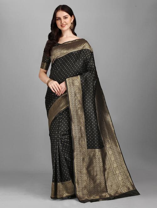 zari work self design saree with blouse - 18754187 - Very Small Image - 1
