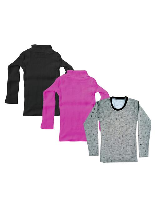 girls pack of 3 round neck t shirt - 18755065 - Very Small Image - 1
