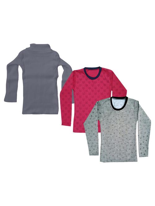 girls pack of 3 round neck t shirt - 18755073 - Very Small Image - 1