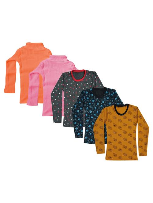girls pack of 5 multi colored t shirt - 18755740 - Very Small Image - 1