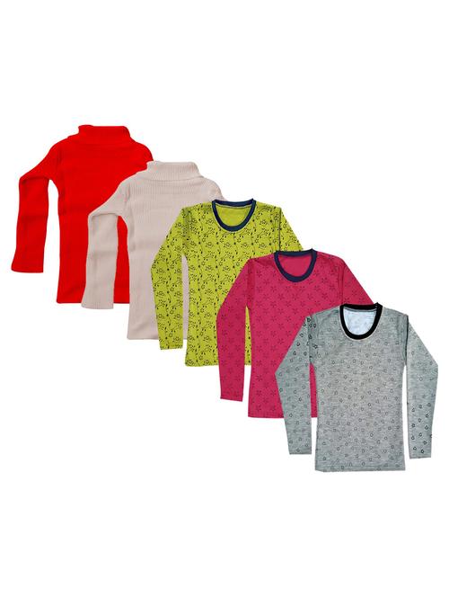 girls pack of 5 multi colored t shirt - 18755802 - Very Small Image - 1