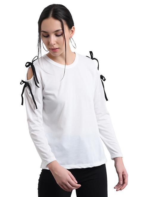 white poly blend regular top - 18757222 - Very Small Image - 1