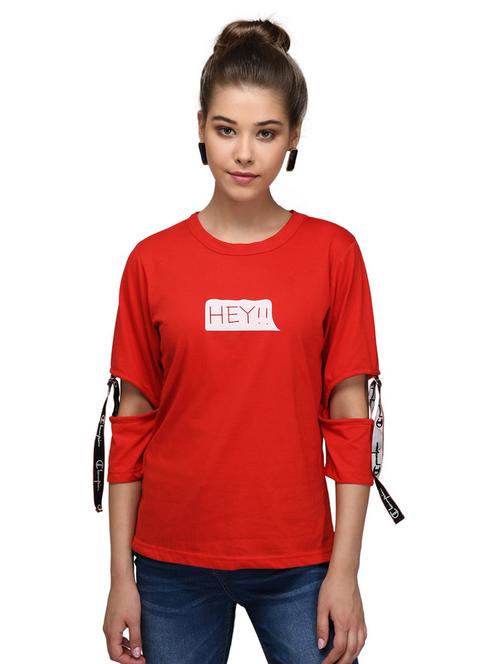 red cotton blend regular top - 18757241 - Very Small Image - 1