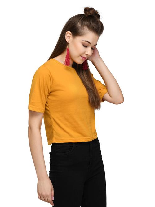 yellow poly blend crop top - 18757301 - Very Small Image - 1