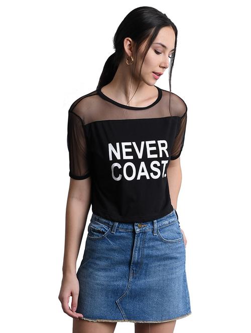 black poly blend crop top - 18757339 - Very Small Image - 1