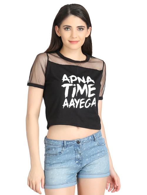 black viscose crop top - 18757347 - Very Small Image - 1