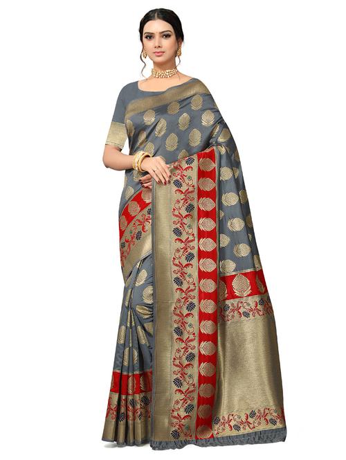 jacquard work self design kanjivaram saree with blouse - 18757467 - Very Small Image - 1