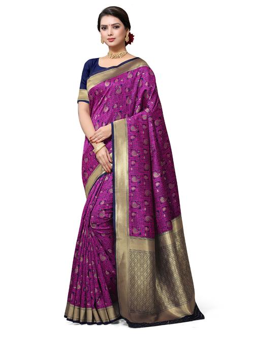 jacquard work self design banarasi saree with blouse - 18757478 - Very Small Image - 1
