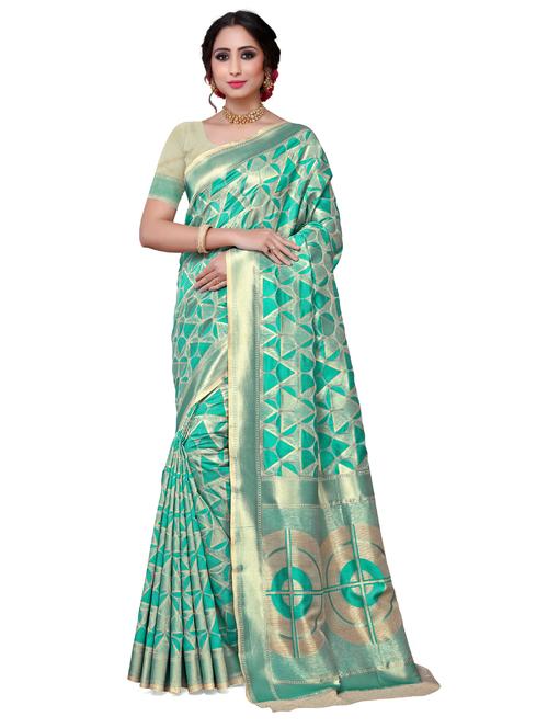 jacquard work self design saree with blouse - 18757480 - Very Small Image - 1